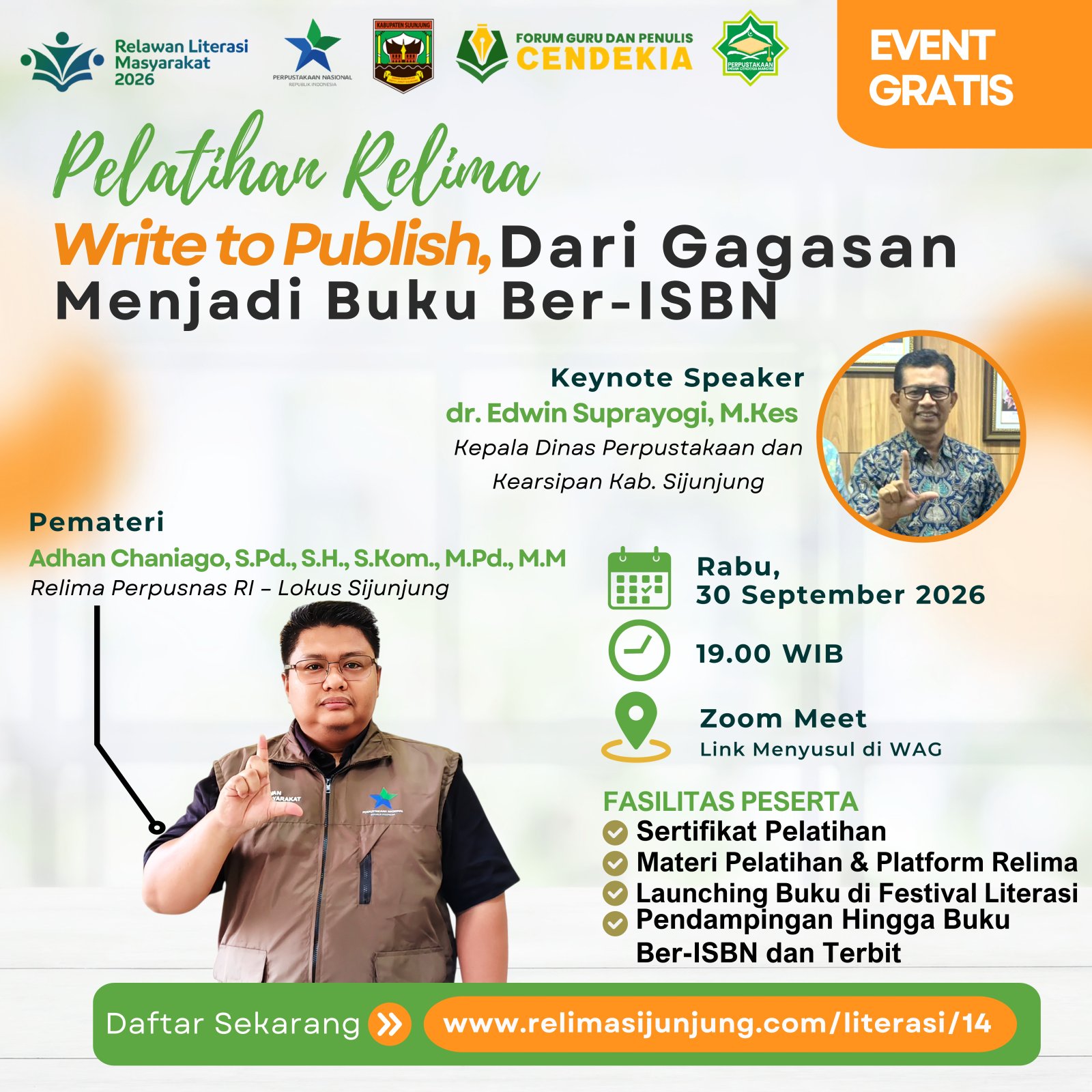 Flyer WRITE TO PUBLISH, Dari Gagasan menjadi Buku Ber-ISBN